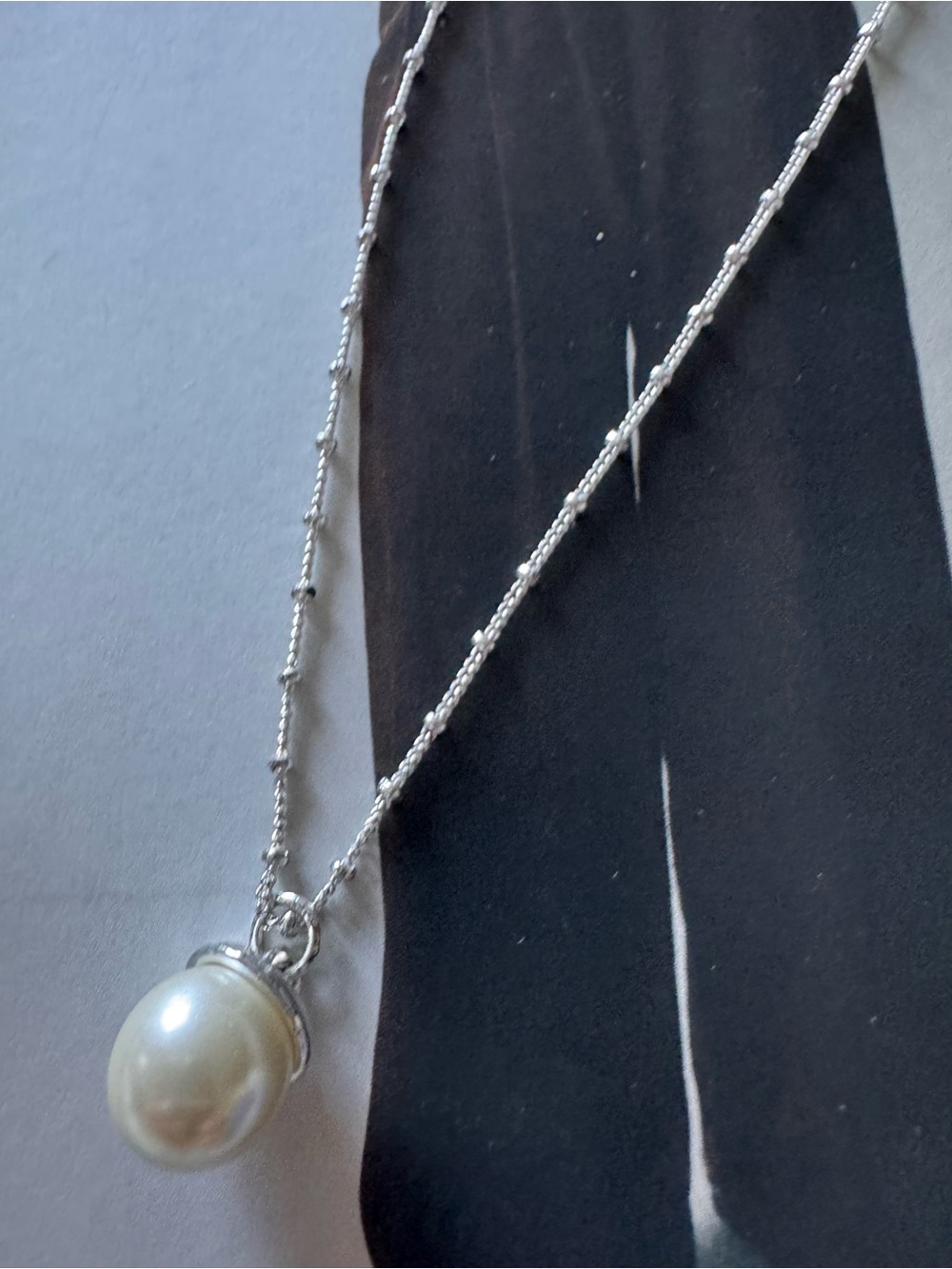 Sterling Silver Pearl Pendant Necklace - Cream Pearl - Picture 1 of 2